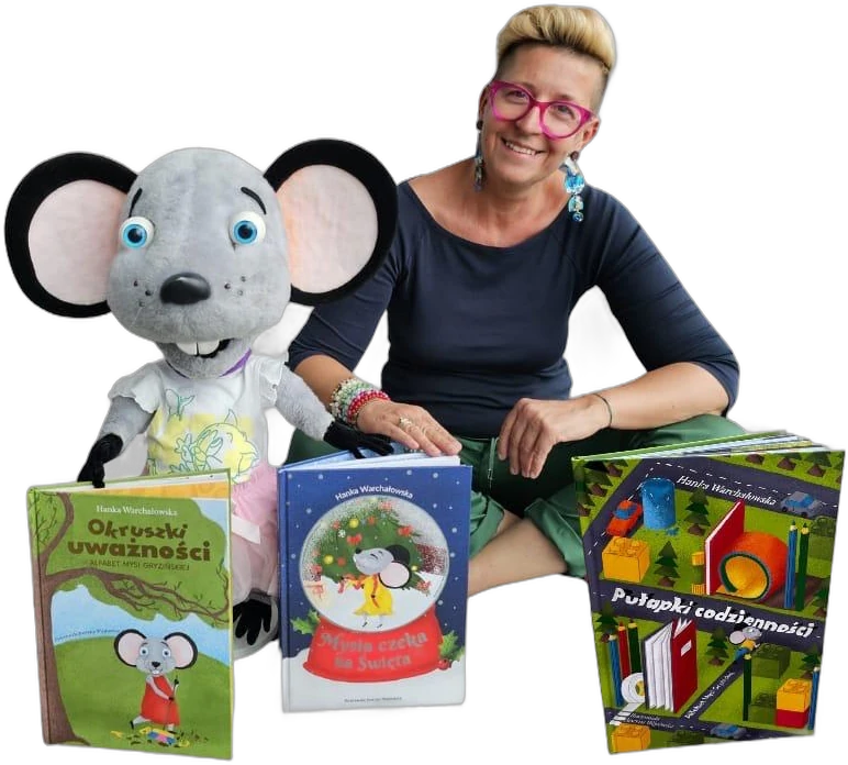 Hanka Warchałowska z Mysią Gryzińską i książkami